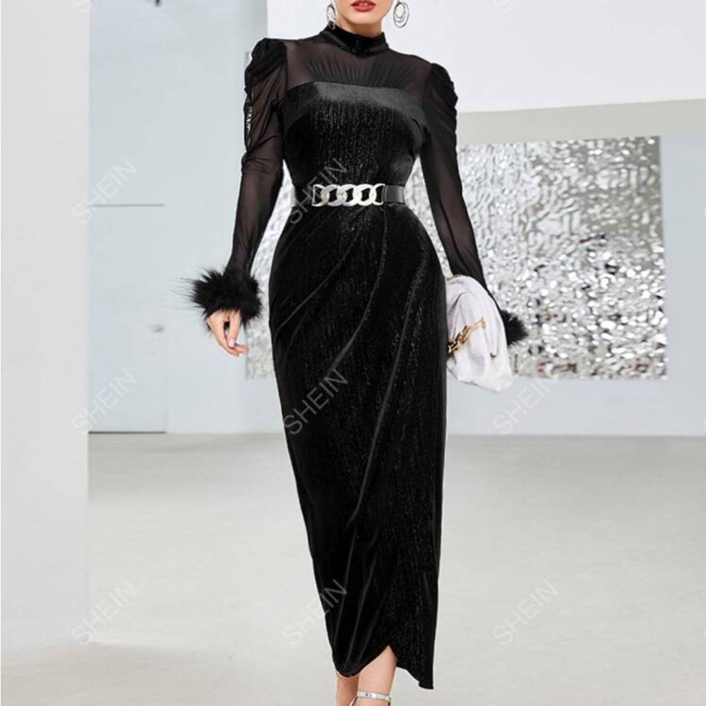 SHEIN black velvet dress